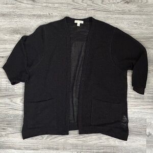 Silence+Noise Women Black Lightweight Long Sleeve Cardigan w/ Sheer Back Sz XS